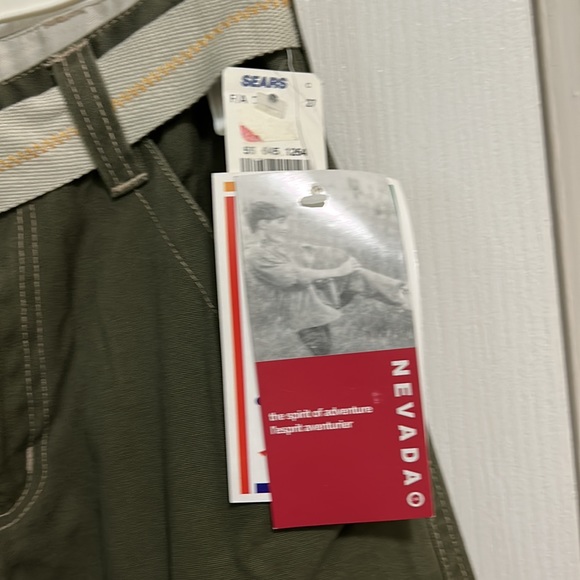 Nevada Boys Pants, SZ 8 100 % Cotton Army Green with Belt NWT - Picture 6 of 7